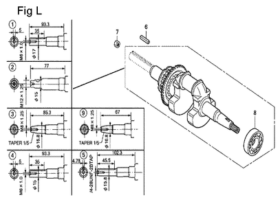 Fig-12 Diagram and Parts List for GX100U Type KRB Honda Engine