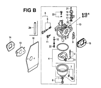 Fig-13 Diagram and Parts List for GXV160K1 Type N15 Honda Engine