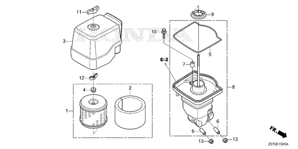 Air Cleaner (6) Diagram and Parts List for GX390UT2 (Type  QC4/A)(GCBCT-3000001 - 9999999) Honda Engine