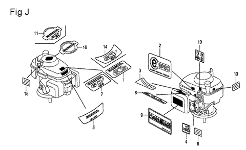 Fig-10 Diagram and Parts List for GCV190A Type R3A Honda Engine