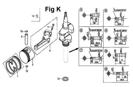 Fig-10 Diagram and Parts List for GXV160 Type N62 Honda Engine