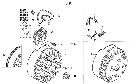 Fig-11 Diagram and Parts List for GC160A Type QHA Honda Engine