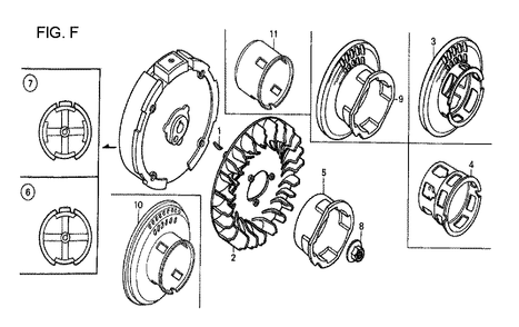 Fig-6 Diagram and Parts List for GX120T1 Type TX2 Honda Engine