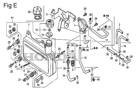 Fig-5 Diagram and Parts List for GS190A Type VXA Honda Engine