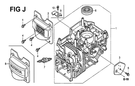 Fig-10 Diagram and Parts List for GCV190LA Type G5AP Honda Engine