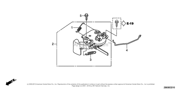 Choke Lever Assembly Diagram and Parts List for GSV190LA (typeS3T)(GJACA-1035731) Honda Engine