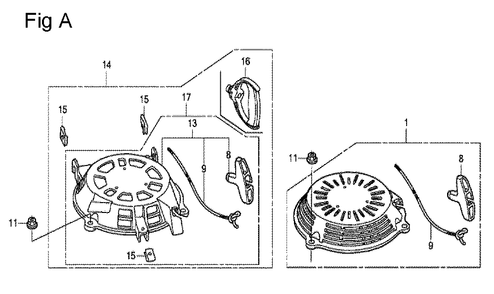 Fig-1 Diagram and Parts List for GCV160A Type R3A Honda Engine