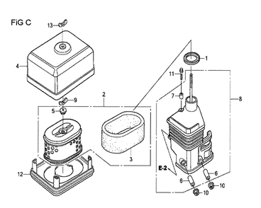 Fig-3 Diagram and Parts List for GX120T1 Type TX2 Honda Engine