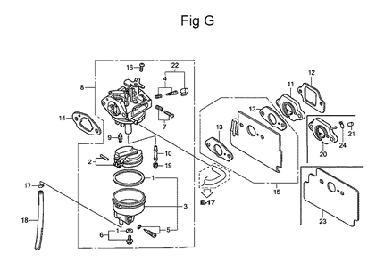 Fig-7 Diagram and Parts List for GC135 Type WME2 Honda Engine