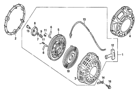 Fig-0 Diagram and Parts List for GX200U Type RH2 Honda Engine