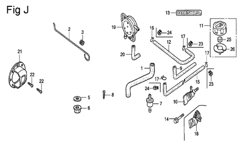 Fig-10 Diagram and Parts List for GC160A Type QHE Honda Engine