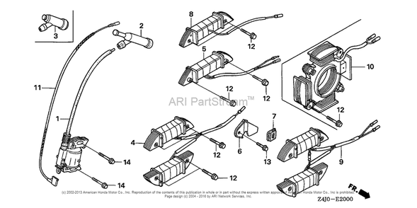 Ignition Coil Diagram and Parts List for GX160U1 (typeWKD6)(GCACK-1000001) Honda Engine