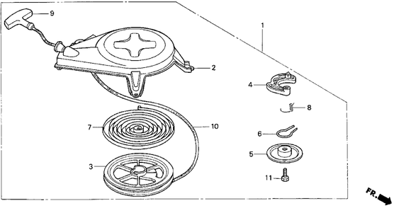 Recoil Starter (2541992-) Diagram and Parts List for HP250 (Type  CA)(NA1-2000001 - 2599999) Honda Lawn Tractor Accessories