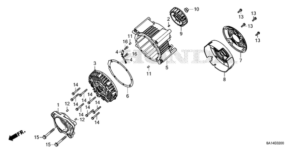 Motor Housing Diagram and Parts List for GXE20S (Type V3)(GMACK-1000001-9999999) Honda Engine