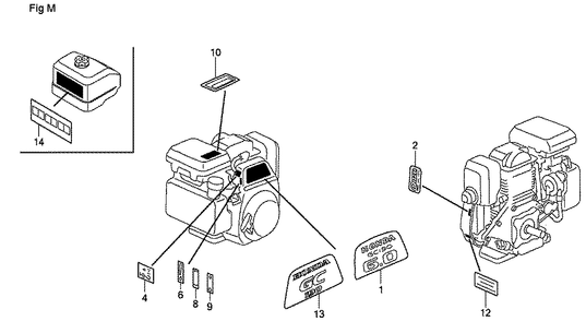 Fig-13 Diagram and Parts List for GC190A Type QHA Honda Engine