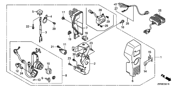 Control Box (2) Diagram and Parts List for GX390UT2 (Type  QZA2/A)(GCBCT-3000001 - 9999999) Honda Engine