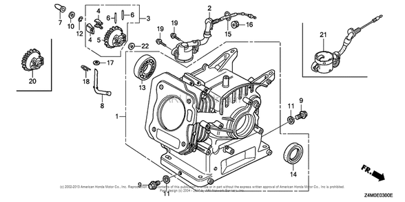 Cylinder Barrel Diagram and Parts List for GX160RT1 (typeRHG4)(GCAFT-1000001) Honda Engine