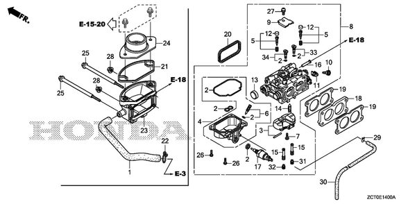 Carburetor Diagram and Parts List for GXV690RHX (Type TAF3)(GJAEH-2000001-9999999) Honda Engine