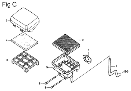 Fig-3 Diagram and Parts List for GS190A Type VXA Honda Engine