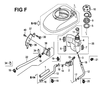 Fig-6 Diagram and Parts List for GCV190LA Type S3C Honda Engine