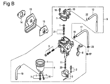 Fig-2 Diagram and Parts List for GX100U Type KRB Honda Engine