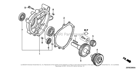 Reduction Diagram and Parts List for GX390UT2 (typeLX2)(GCBCT-1000001) Honda Engine