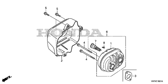 Muffler (Hrx217k6) Diagram and Parts List for HRX217K6 (Type  HYA)(MAMA-1000001 - 9999999) Honda Lawn Mower