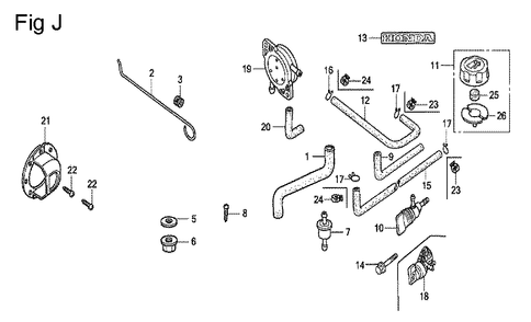 Fig-10 Diagram and Parts List for GC160A Type QHE1 Honda Engine