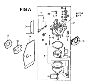 Fig-7 Diagram and Parts List for GXV160K1 Type N1M Honda Engine