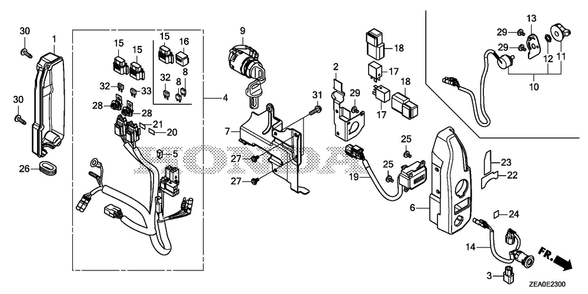 Control Box Diagram and Parts List for GX700IRHX (Type BXF)(GCAUH-1000001-9999999) Honda Engine