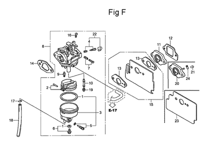 Fig-7 Diagram and Parts List for GC135 Type WKT2 Honda Engine