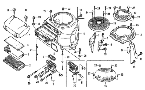 Fig-0 Diagram and Parts List for GCV520U Type QEA9 Honda Engine