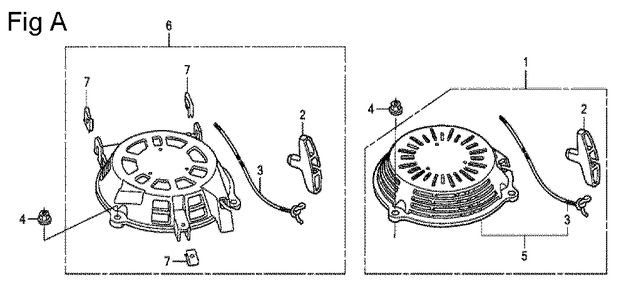 Fig-1 Diagram and Parts List for GCV135 Type A2D Honda Engine
