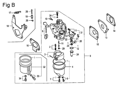 Fig-2 Diagram and Parts List for G100K2 Type SJ2 Honda Engine