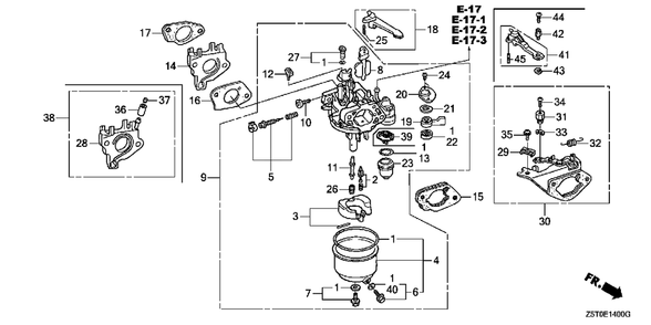 Part Location Diagram of 16211-Z5T-000 Honda Insulator, Carburetor