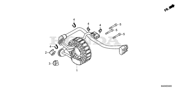 Stator Diagram and Parts List for GXE20H (Type S3)(GMABK-1000001-9999999) Honda Engine