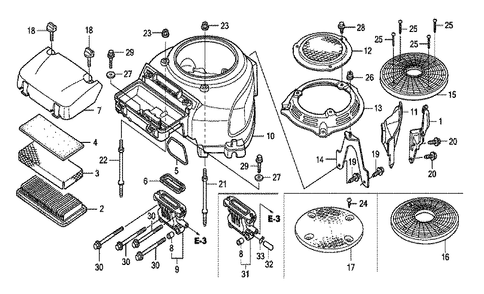 Fig-0 Diagram and Parts List for GXV530R Type UXE3 Honda Engine