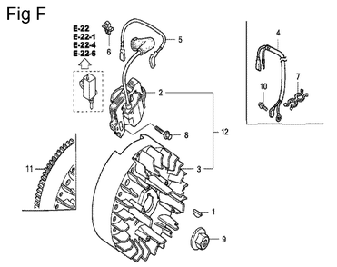 Fig-6 Diagram and Parts List for GC190A Type QHE Honda Engine