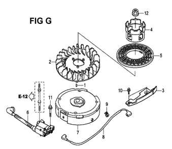 Fig-7 Diagram and Parts List for GCV190LA Type G5B Honda Engine