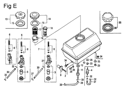 Fig-5 Diagram and Parts List for G100K2 Type ZK2 Honda Engine