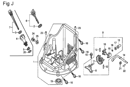Fig-10 Diagram and Parts List for GCV190A Type A1AF Honda Engine