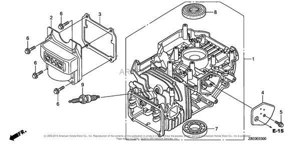 Cylinder Barrel Diagram and Parts List for GSV190LA (typeS3T)(GJACA-1035731) Honda Engine