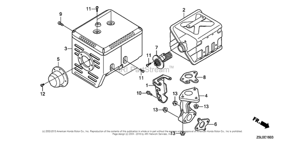Muffler (4) Diagram and Parts List for GX340U2 (typeSMX2)(GCBKK-1000001) Honda Engine