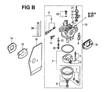 Fig-10 Diagram and Parts List for GXV160 Type N4 Honda Engine