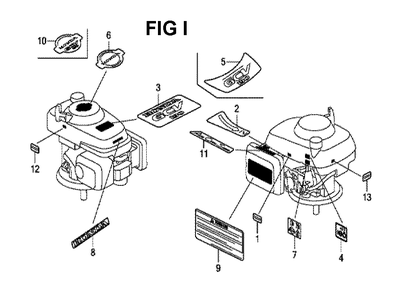 Fig-9 Diagram and Parts List for GCV190LA Type SBA Honda Engine