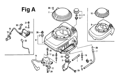Fig-2 Diagram and Parts List for GXV140 Type N1 Honda Engine
