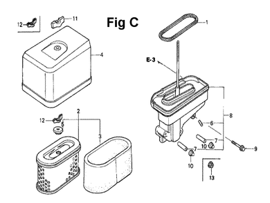 Fig-1 Diagram and Parts List for GXV340 Type DN Honda Engine