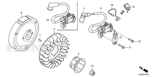 Flywheel - Ignition Coil (2) Diagram and Parts List for GXR120UT (Type QXBR)(GCCDT-2000001-9999999) Honda Engine