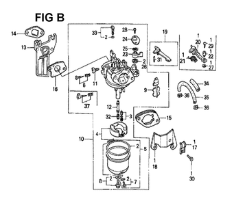 Fig-18 Diagram and Parts List for GX160K1 Type H1 Honda Engine