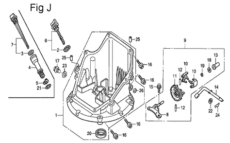 Fig-10 Diagram and Parts List for GSV190A Type A1G7 Honda Engine